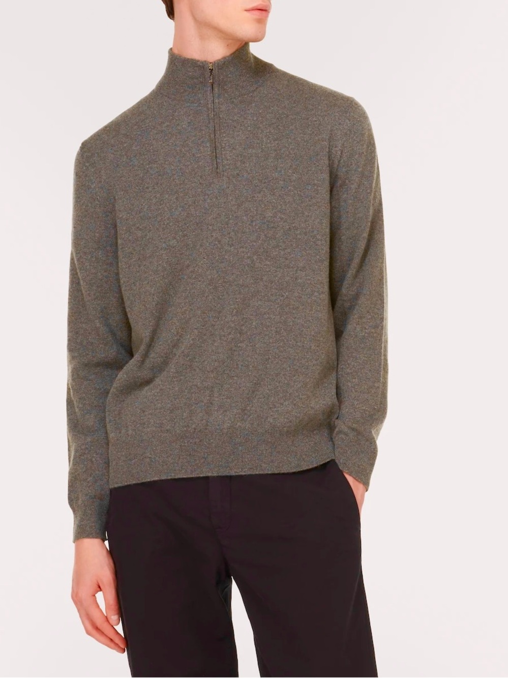 Loro Piana 100% Cashmere Mezzocollo Half Zip Sweater in Brown Size 52
